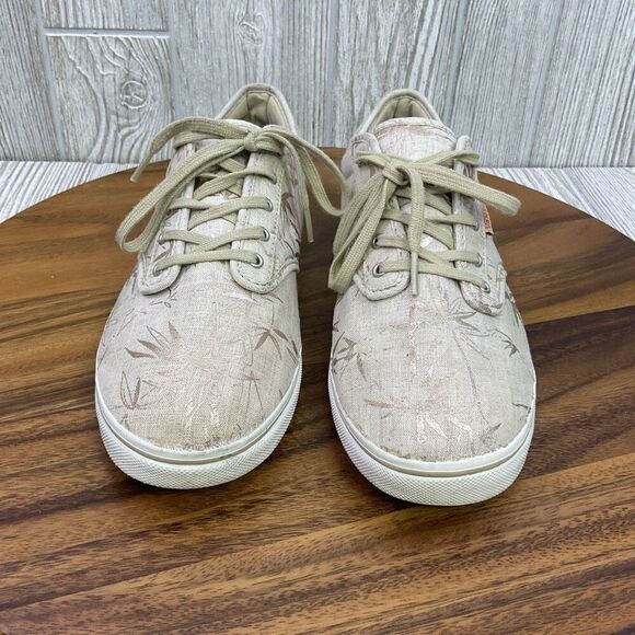 Vans Off the Wall Women’s 11 Tan Gold Palm Tree Sneakers Shoes - Picture 2 of 12